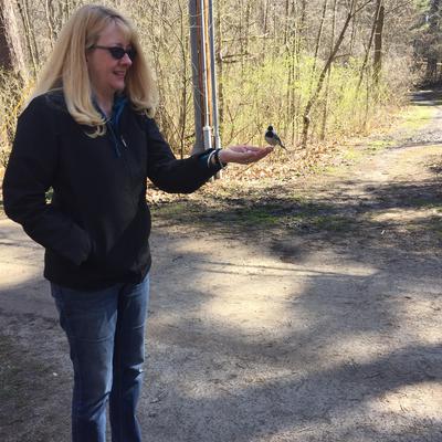 Wendy and the Bird (sitting on my fingertips!)