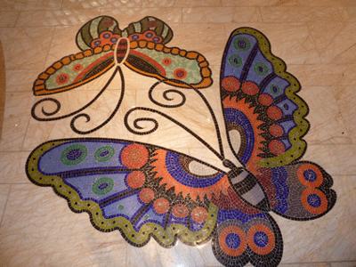 Beautiful Mosiac Butterflies.. hated to walk on them!