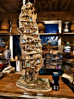 fishing village on driftwood,