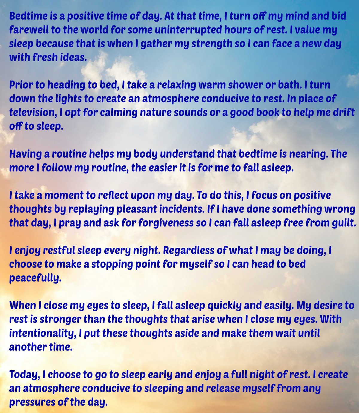 Bedtime/Nap Affirmation for Retirees