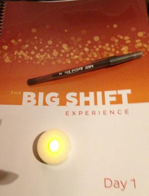 Opening Day: program and candle, sitting on every chair.